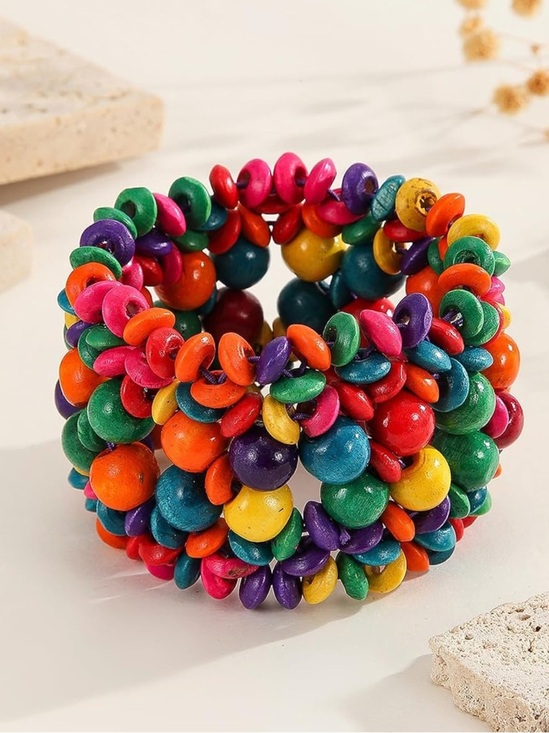 Caiyao Jewelry - Boho Natural Wooden Beads Woven Bracelet Festival